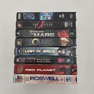 8 VHS Lot Sci-Fi Space Movies X Files Doctor Who Star‎ Trek Solaris Mission Mars